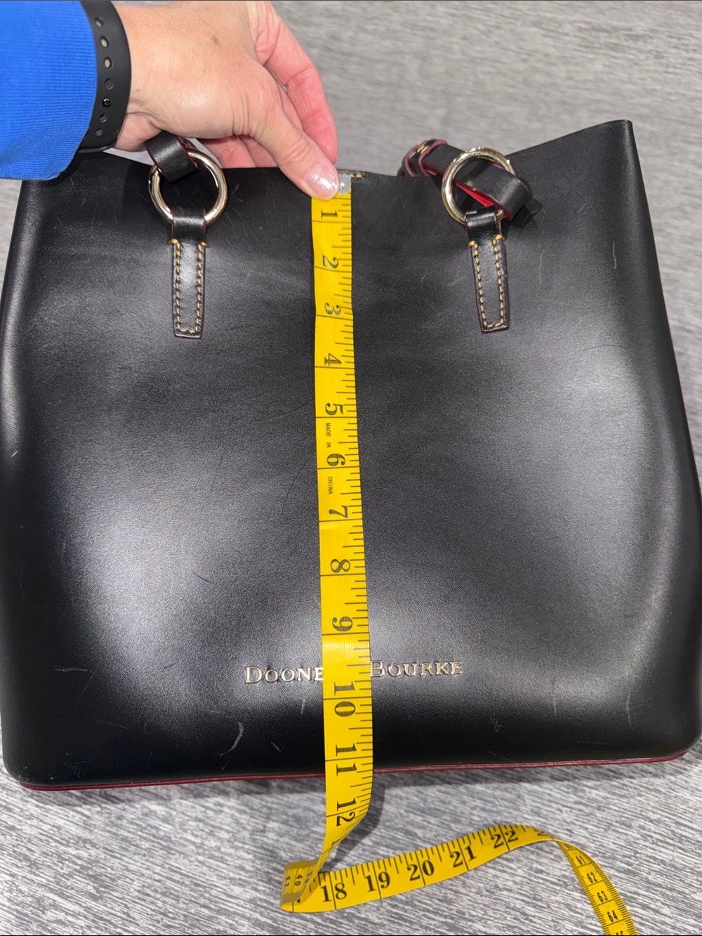 Dooney & Bourke Black Leather Tote with Red Trim - Picture 13 of 13